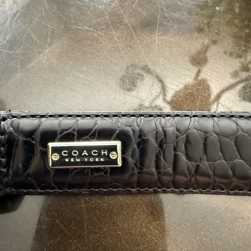 Coach Black Textured Leather Belt